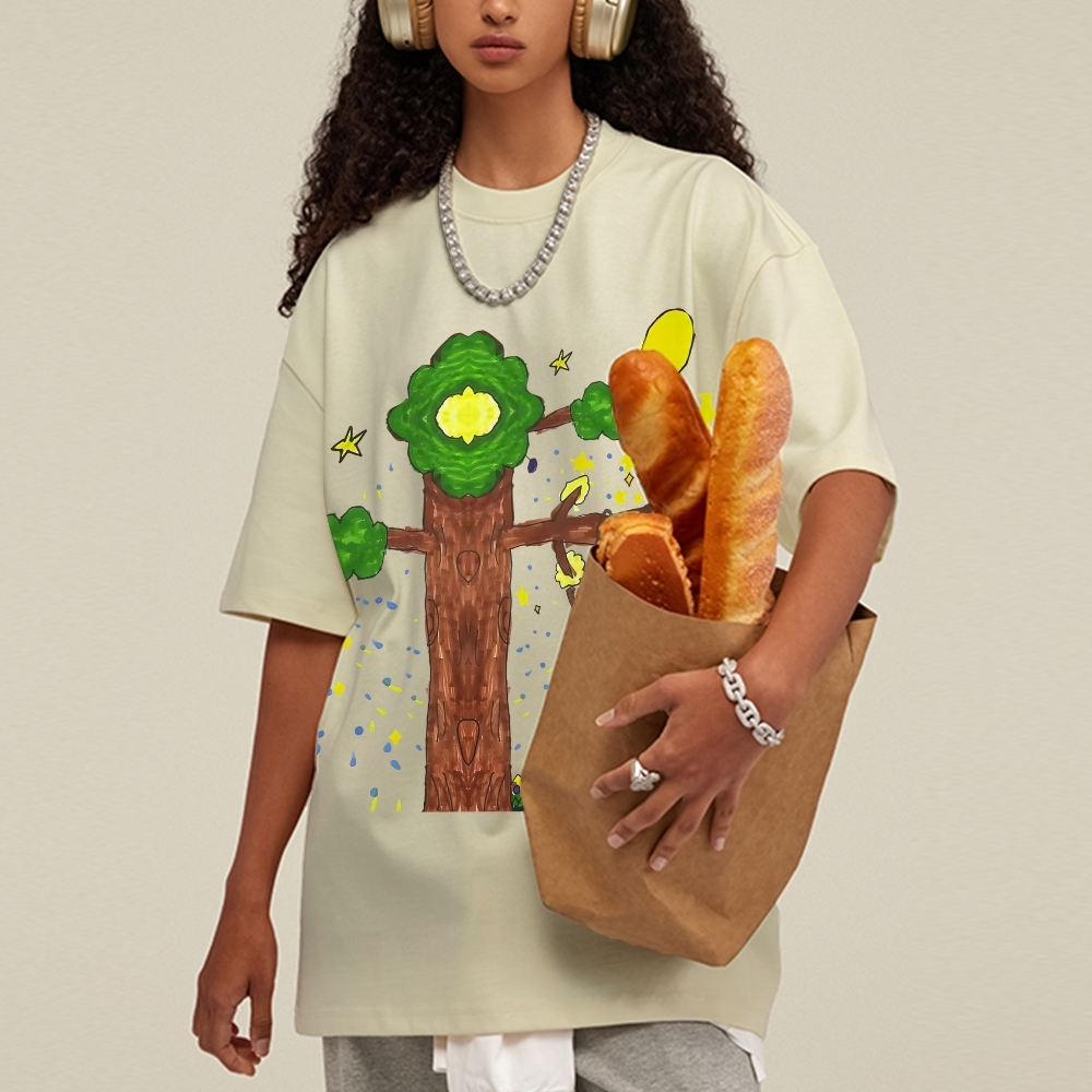 Monkey Catching The Moon Hand Painted Art from a Child's Hands T-shirt