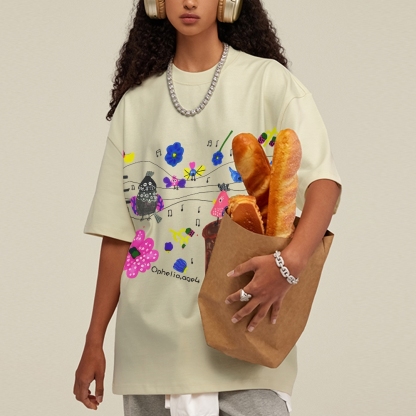 Chirping Concert Hand Painted Art from a Child's Hands T-shirt