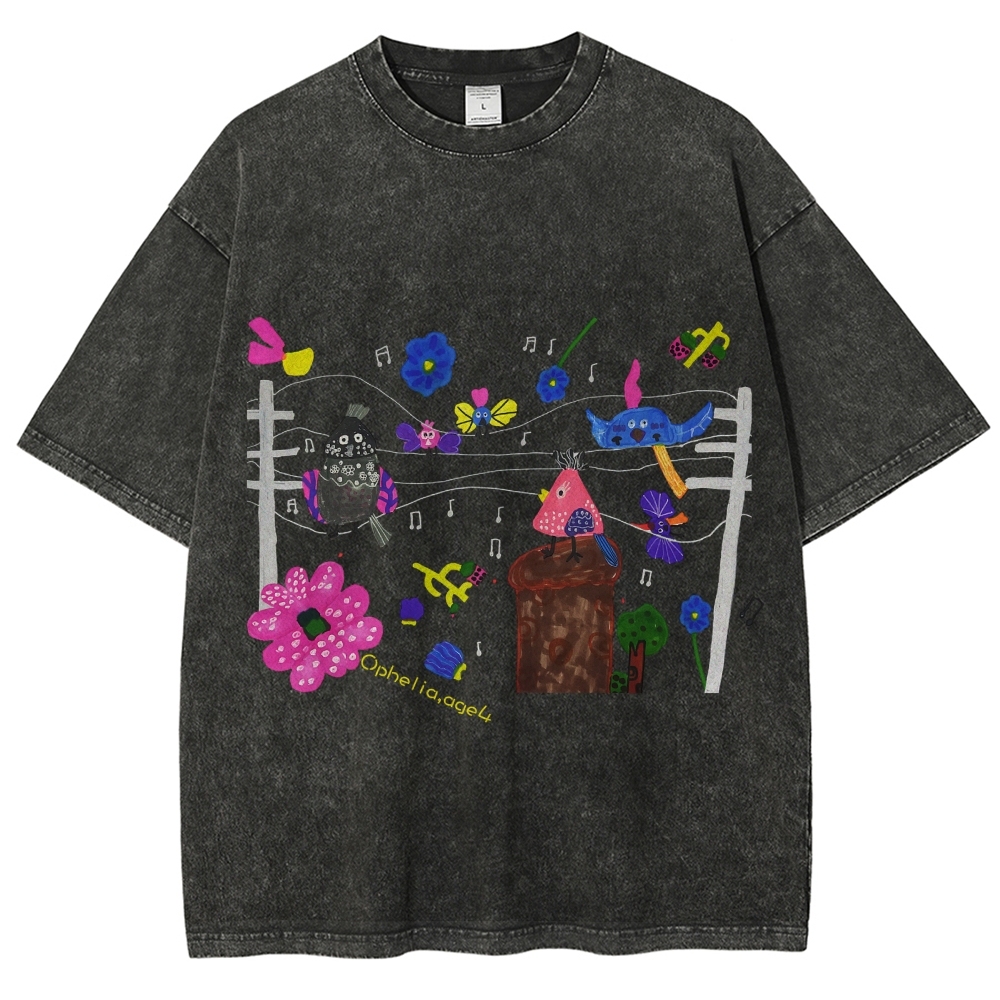 Chirping Concert Hand Painted Art from a Child's Hands T-shirt