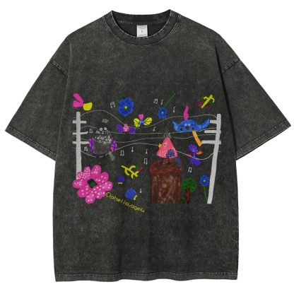 Chirping Concert Hand Painted Art from a Child's Hands T-shirt