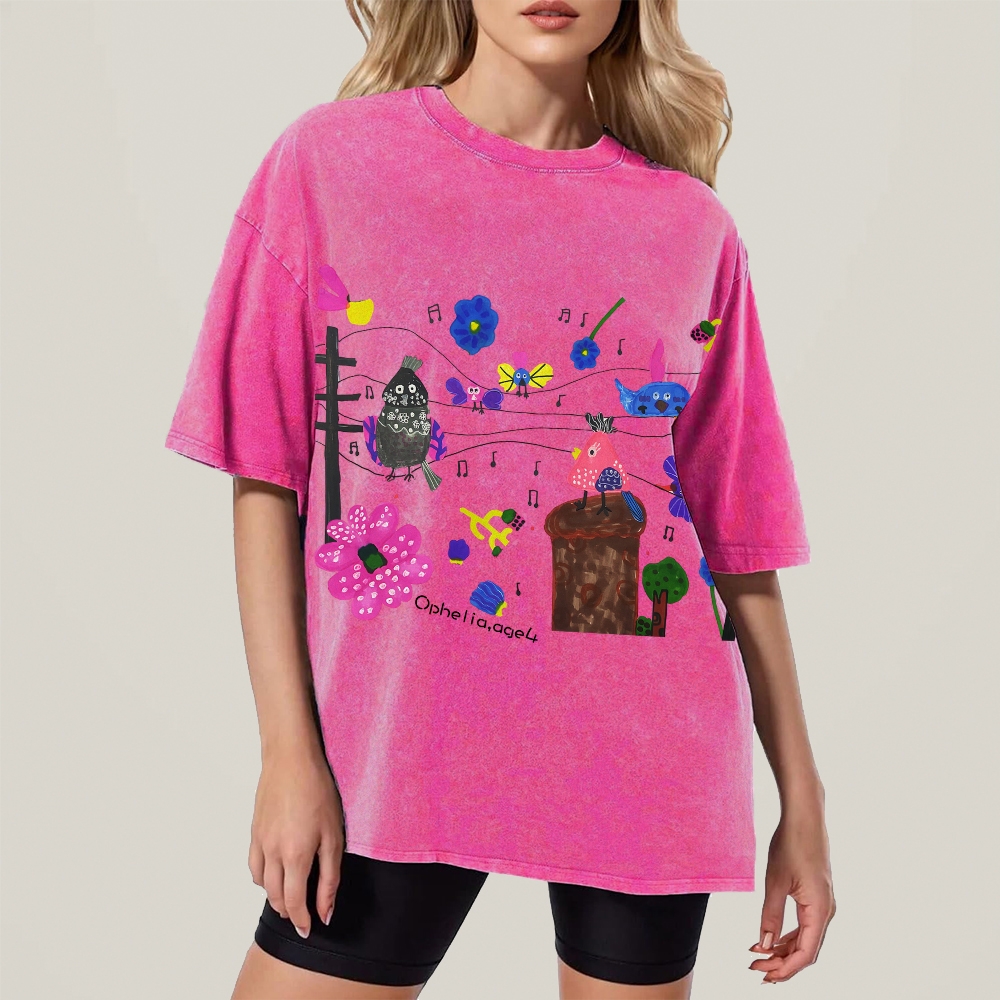 Chirping Concert Hand Painted Art from a Child's Hands T-shirt