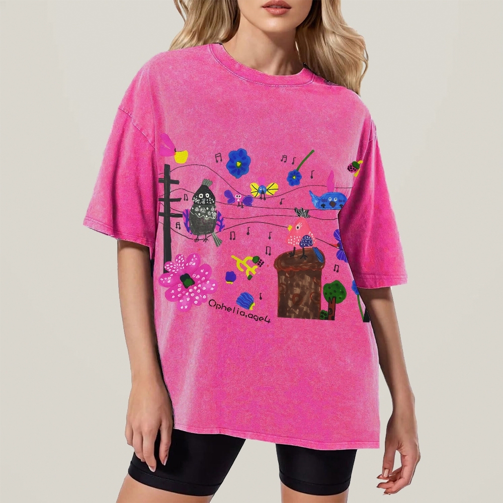 Chirping Concert Hand Painted Art from a Child's Hands T-shirt