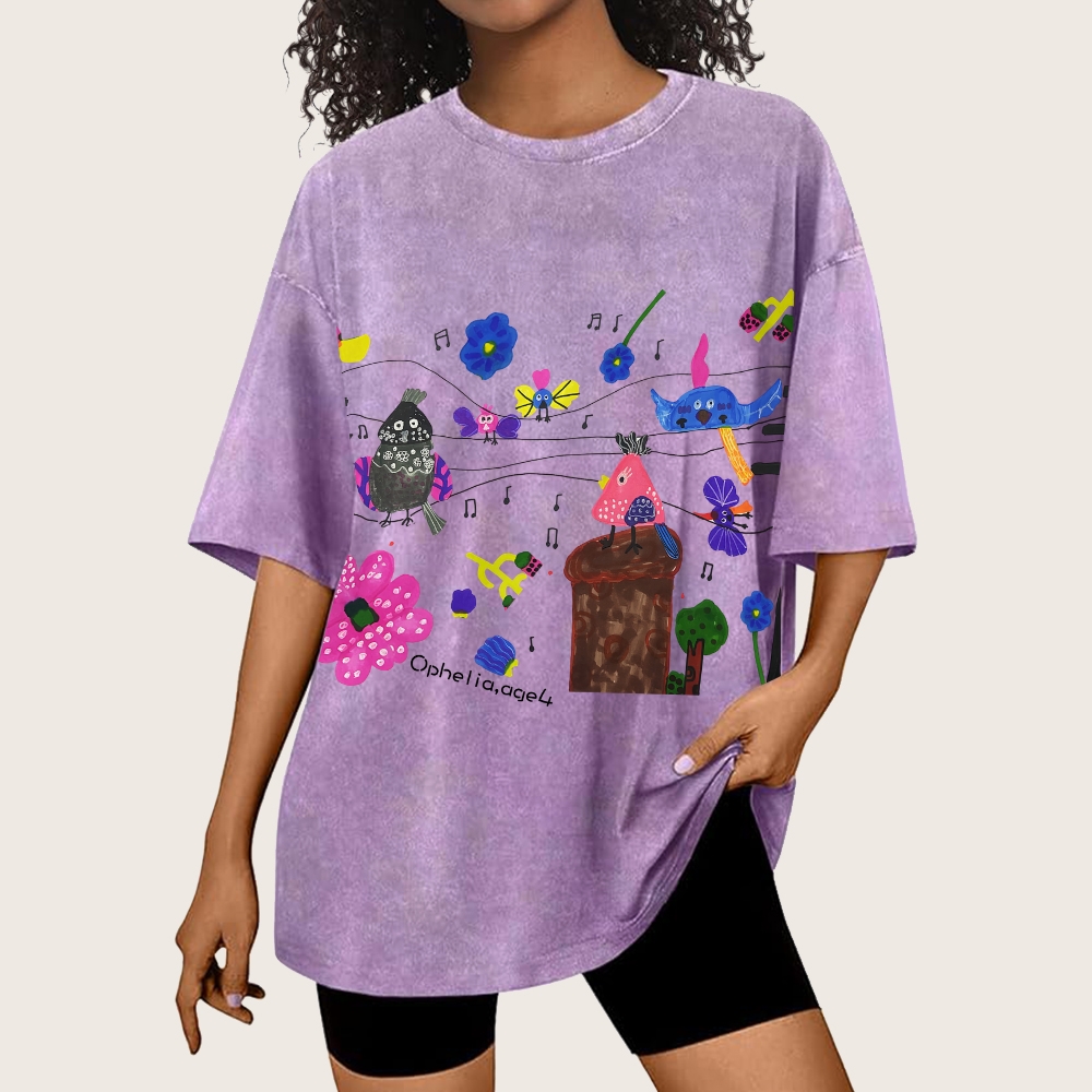 Chirping Concert Hand Painted Art from a Child's Hands T-shirt