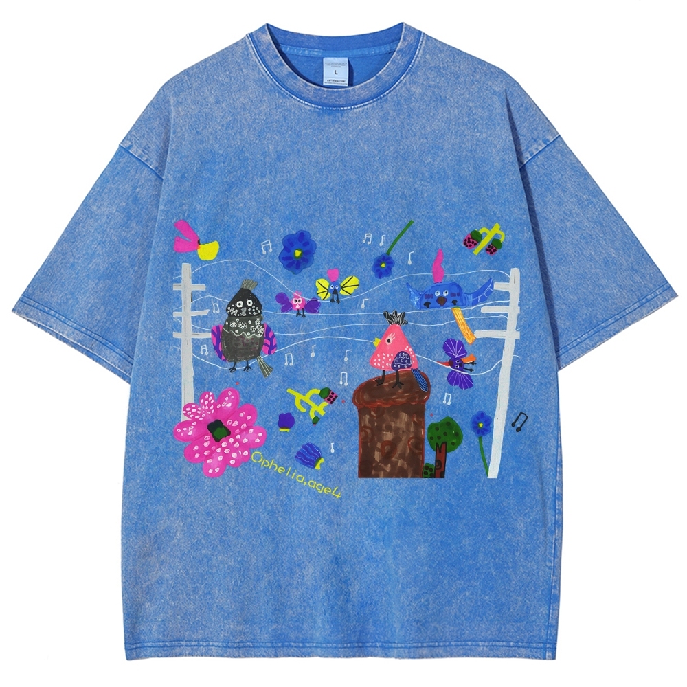 Chirping Concert Hand Painted Art from a Child's Hands T-shirt