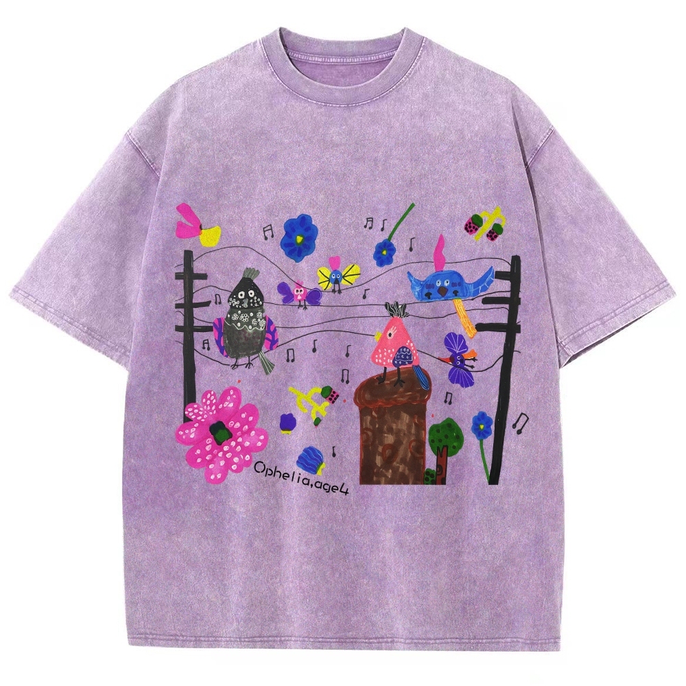 Chirping Concert Hand Painted Art from a Child's Hands T-shirt