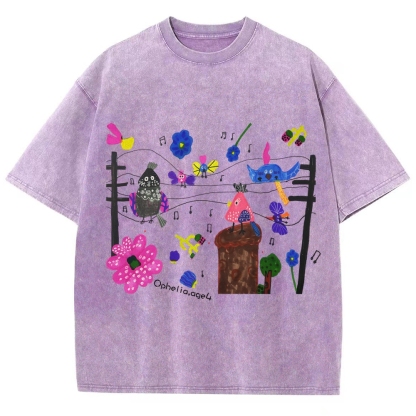 Chirping Concert Hand Painted Art from a Child's Hands T-shirt