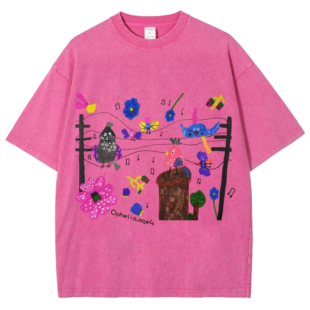 Chirping Concert Hand Painted Art from a Child's Hands T-shirt