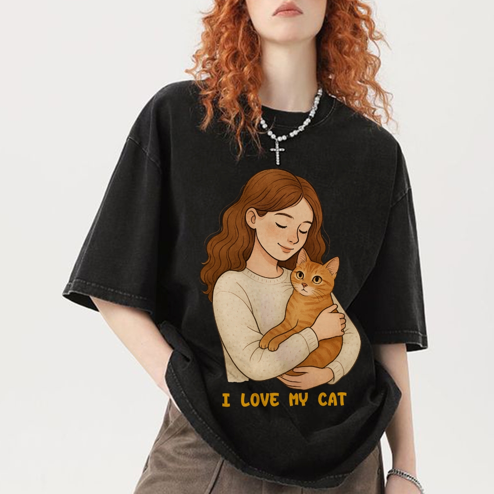 I Love My Cat Hand Painted Art from a Child's Hands T-shirt