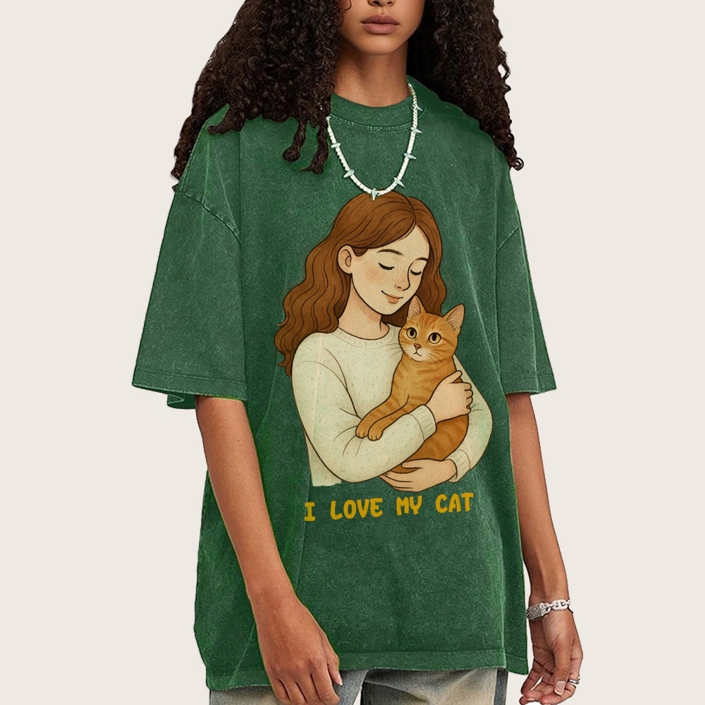 I Love My Cat Hand Painted Art from a Child's Hands T-shirt