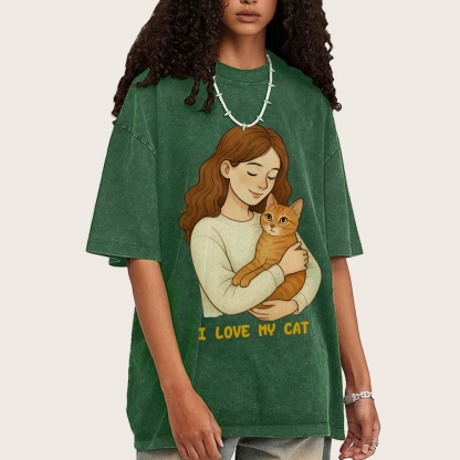 I Love My Cat Hand Painted Art from a Child's Hands T-shirt