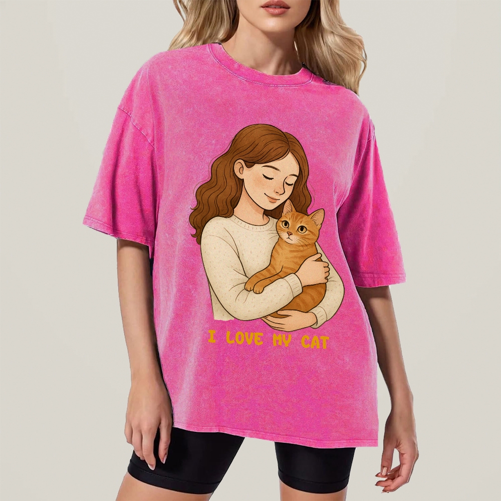 I Love My Cat Hand Painted Art from a Child's Hands T-shirt