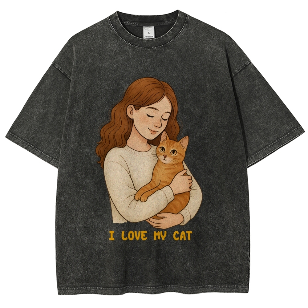 I Love My Cat Hand Painted Art from a Child's Hands T-shirt