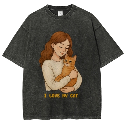 I Love My Cat Hand Painted Art from a Child's Hands T-shirt