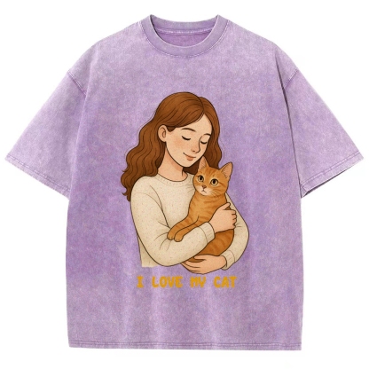 I Love My Cat Hand Painted Art from a Child's Hands T-shirt