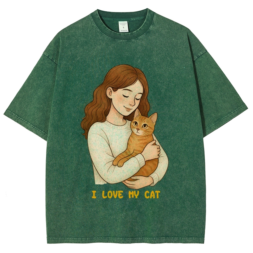 I Love My Cat Hand Painted Art from a Child's Hands T-shirt