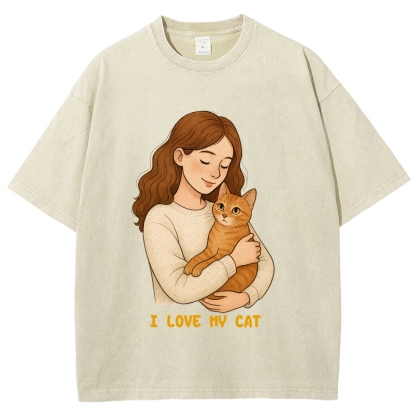 I Love My Cat Hand Painted Art from a Child's Hands T-shirt