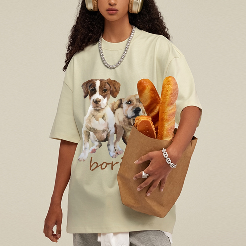 Bored Puppy Hand Painted Art from a Child's Hands T-shirt