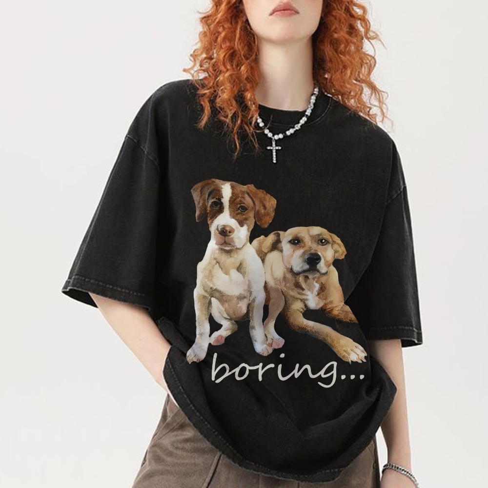 Bored Puppy Hand Painted Art from a Child's Hands T-shirt