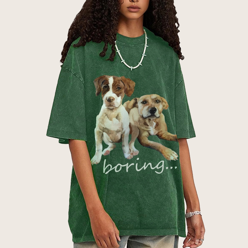 Bored Puppy Hand Painted Art from a Child's Hands T-shirt