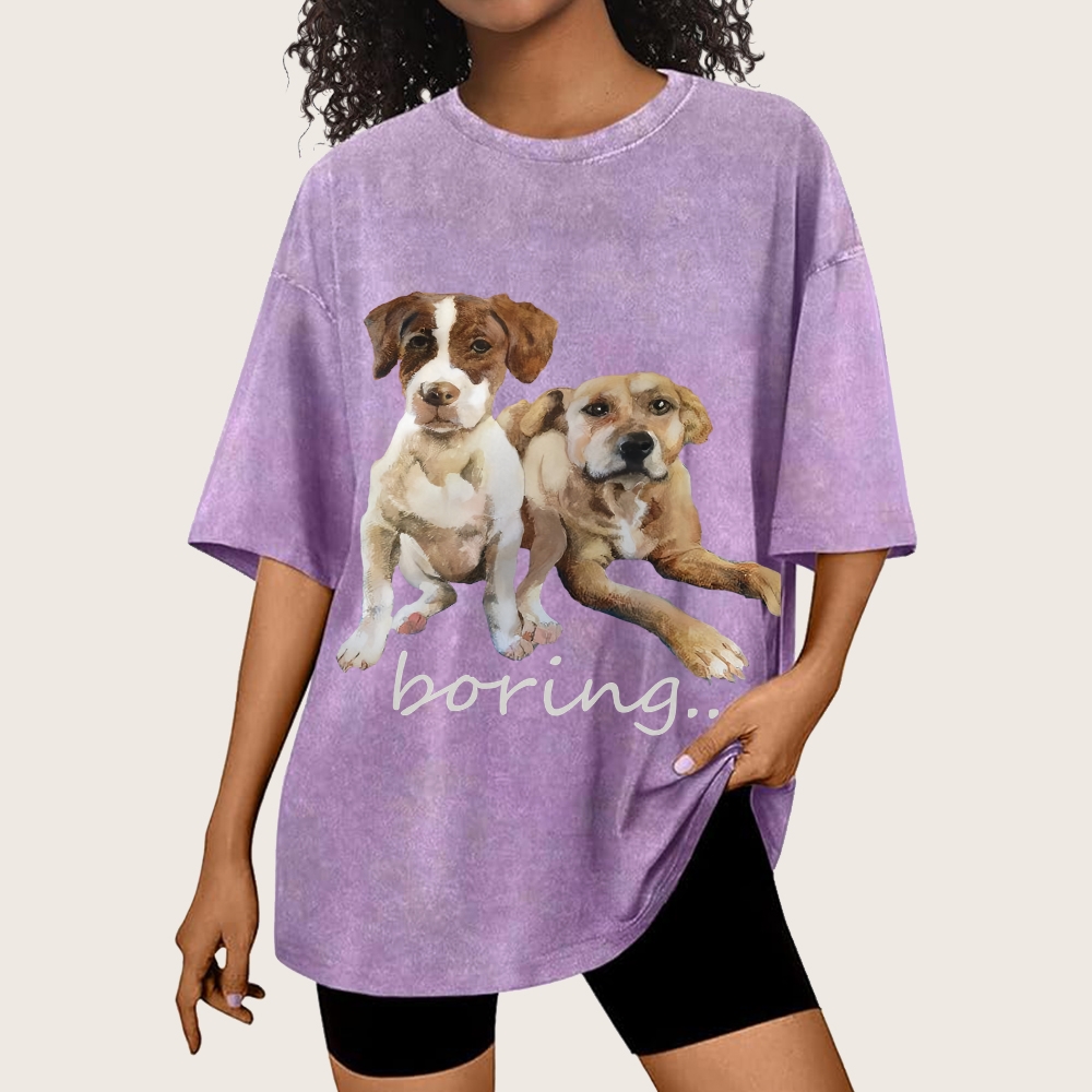 Bored Puppy Hand Painted Art from a Child's Hands T-shirt