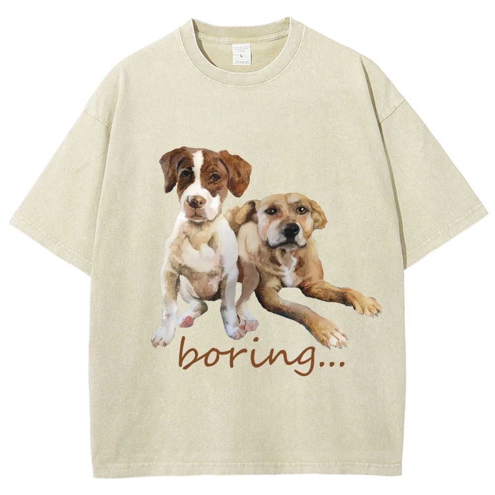 Bored Puppy Hand Painted Art from a Child's Hands T-shirt