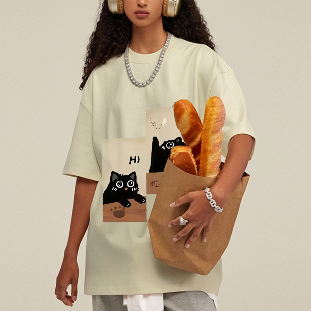 Blackcat  Hand Painted Art from a Child's Hands T-shirt