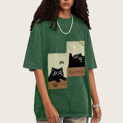 Blackcat  Hand Painted Art from a Child's Hands T-shirt