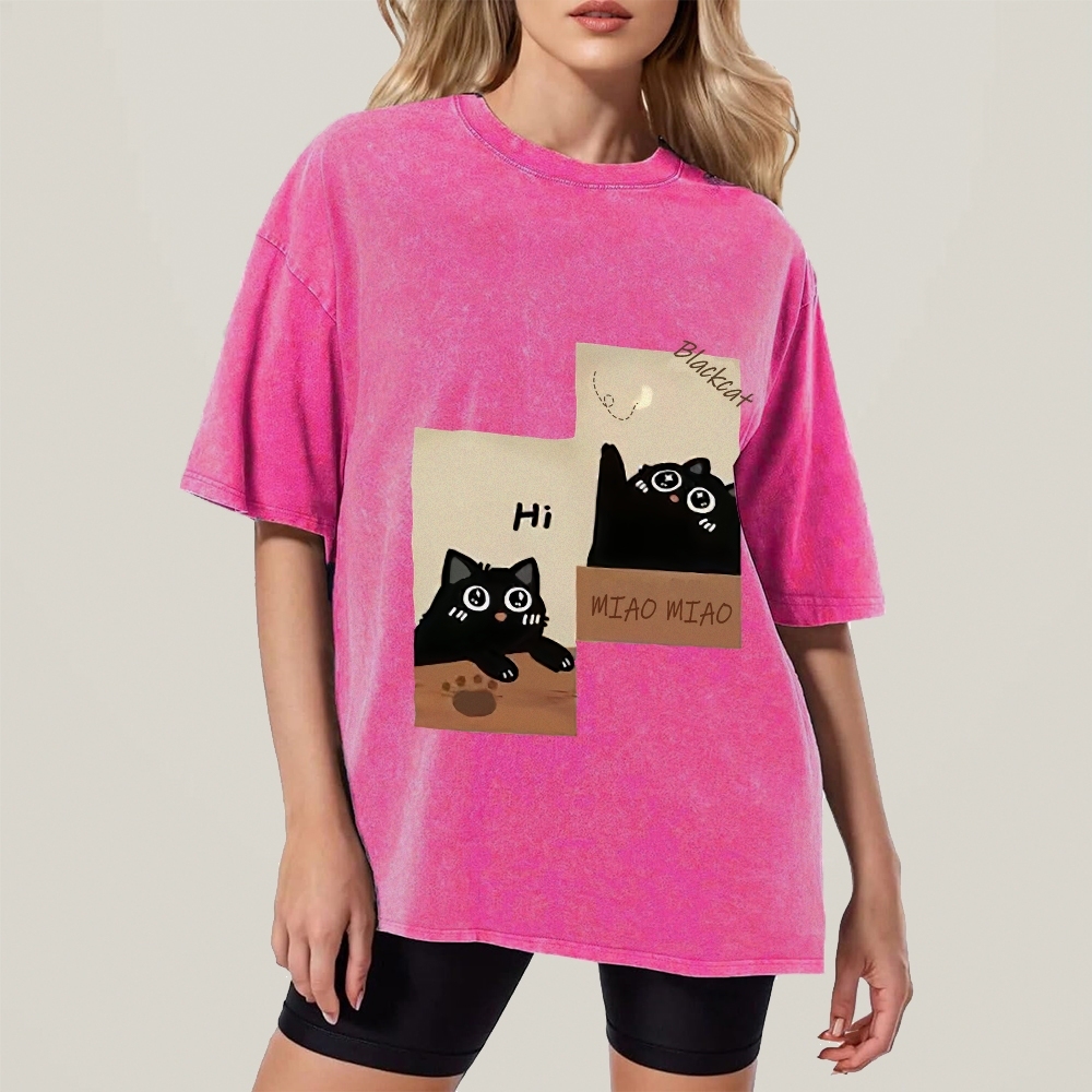 Blackcat  Hand Painted Art from a Child's Hands T-shirt