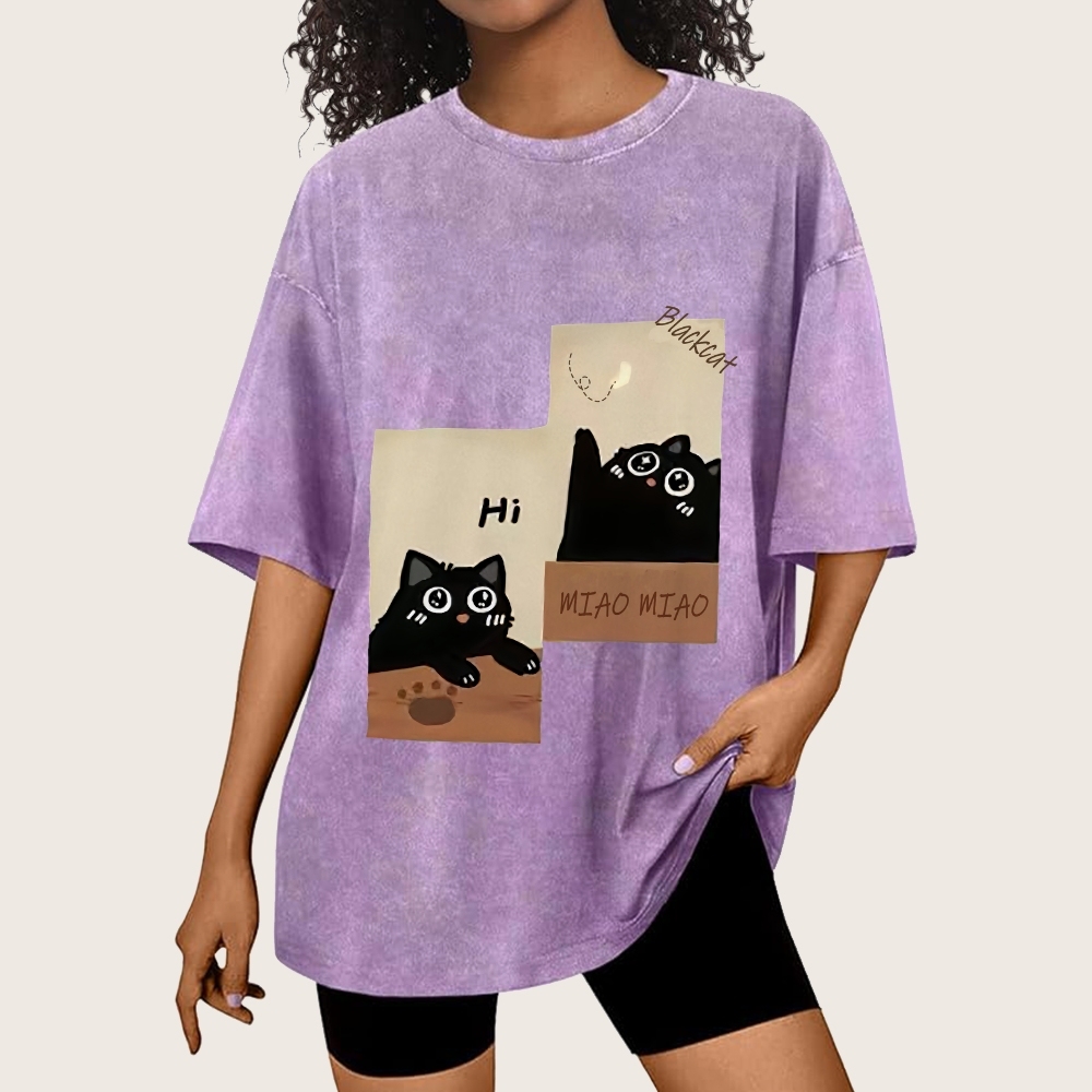 Blackcat  Hand Painted Art from a Child's Hands T-shirt