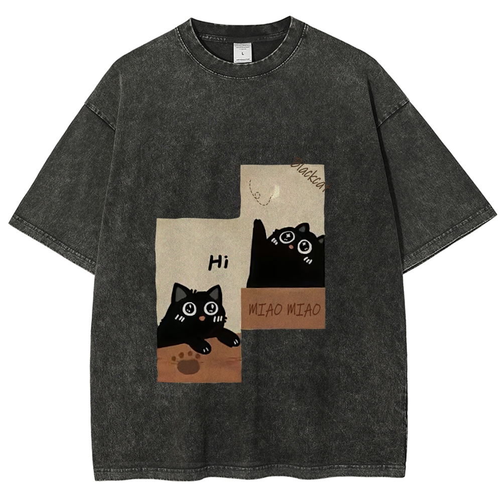 Blackcat  Hand Painted Art from a Child's Hands T-shirt