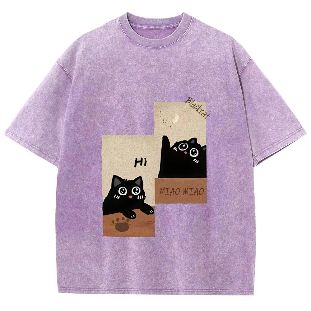 Blackcat  Hand Painted Art from a Child's Hands T-shirt