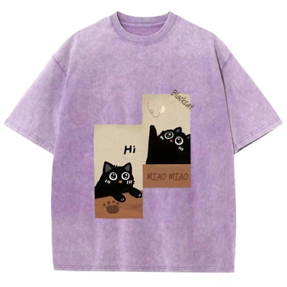 Blackcat  Hand Painted Art from a Child's Hands T-shirt