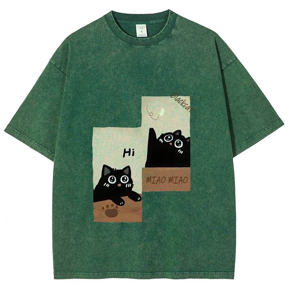 Blackcat  Hand Painted Art from a Child's Hands T-shirt