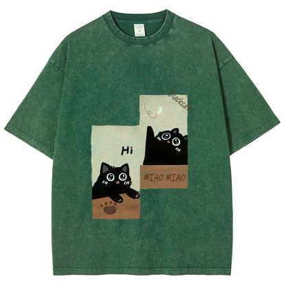 Blackcat  Hand Painted Art from a Child's Hands T-shirt