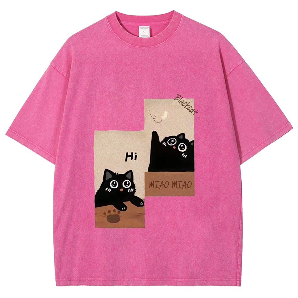 Blackcat  Hand Painted Art from a Child's Hands T-shirt
