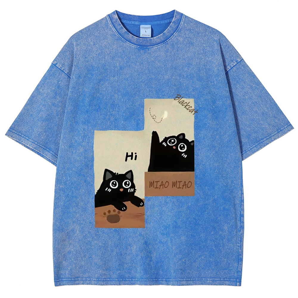 Blackcat  Hand Painted Art from a Child's Hands T-shirt
