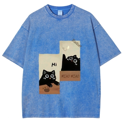 Blackcat  Hand Painted Art from a Child's Hands T-shirt