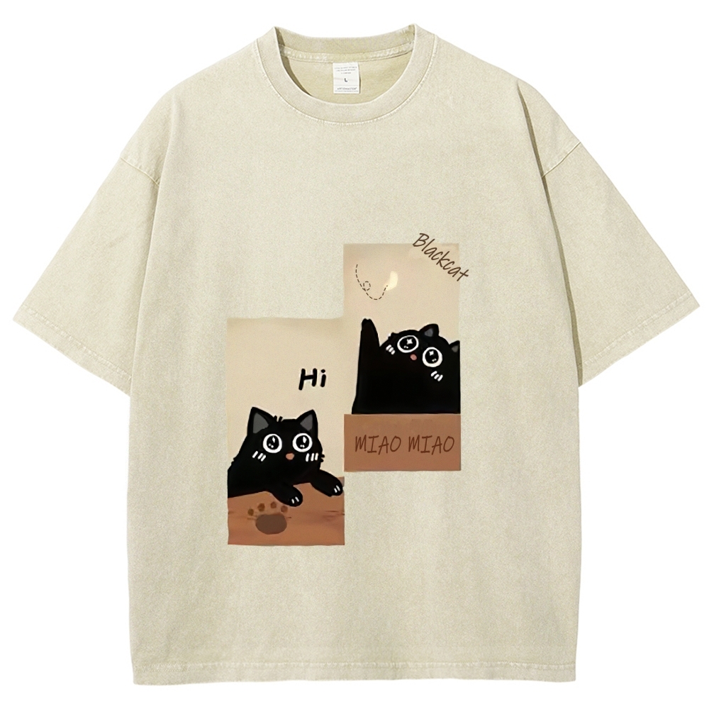 Blackcat Hand Painted Art from a Child's Hands T-shirt