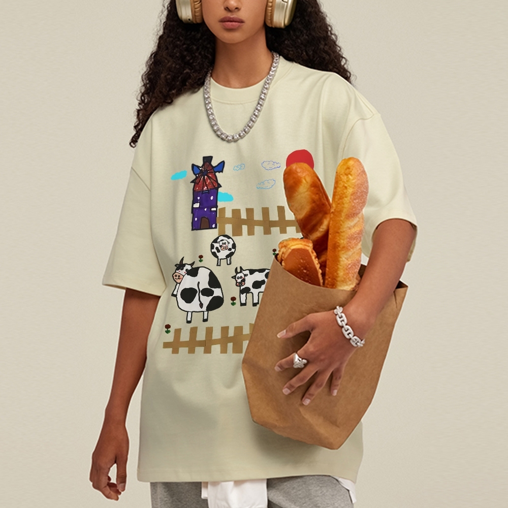 Green Ranch Hand Painted Art from a Child's Hands T-shirt