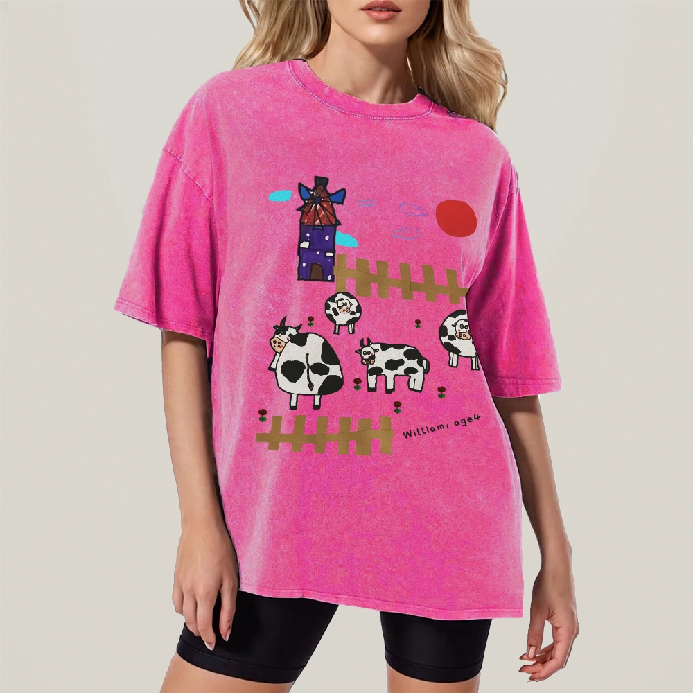 Green Ranch Hand Painted Art from a Child's Hands T-shirt