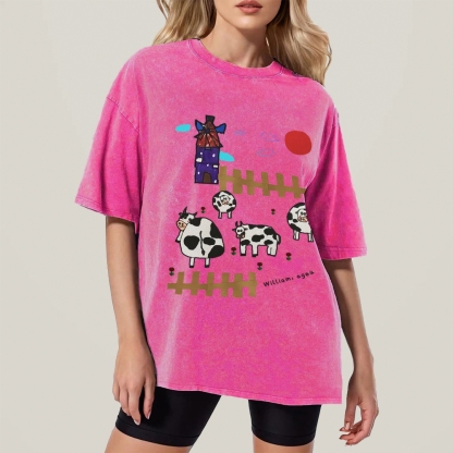 Green Ranch Hand Painted Art from a Child's Hands T-shirt