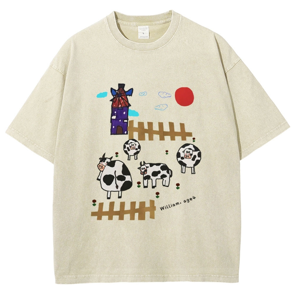 Green Ranch Hand Painted Art from a Child's Hands T-shirt