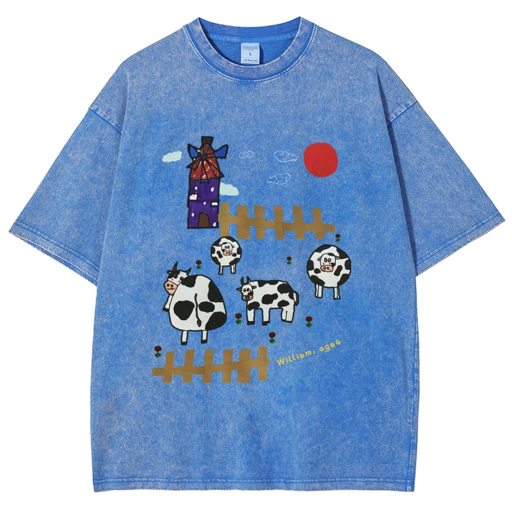Green Ranch Hand Painted Art from a Child's Hands T-shirt