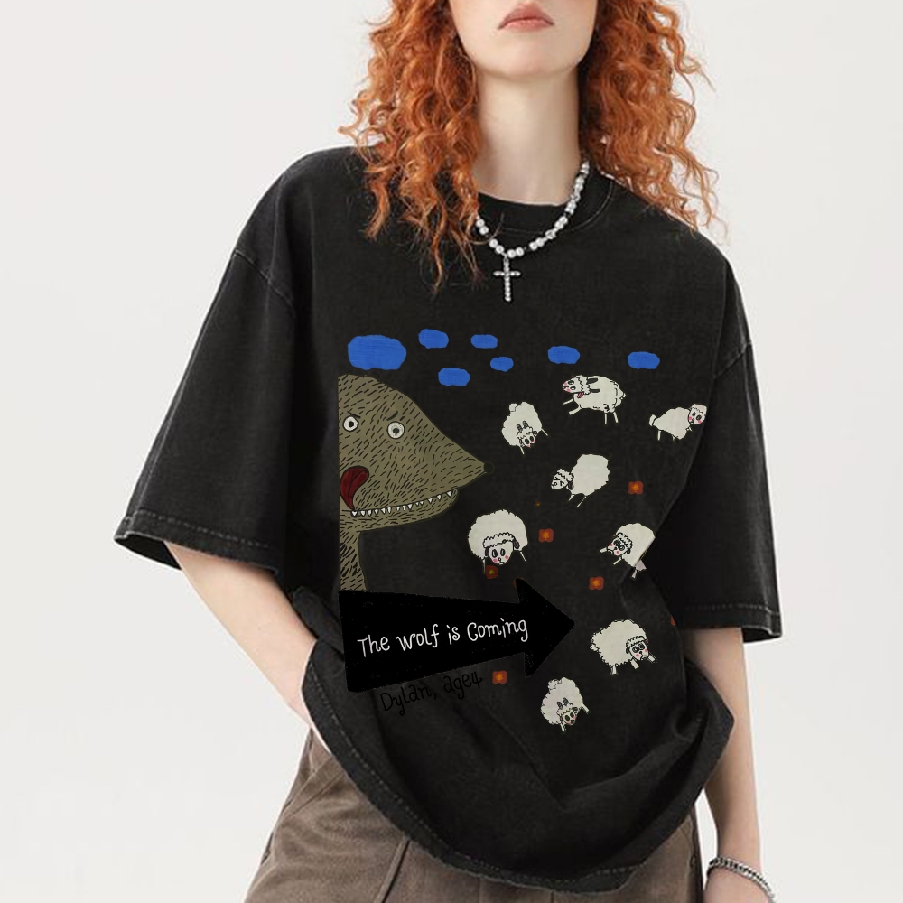 The Wolf Is Coming Hand Painted Art from a Child's Hands T-shirt