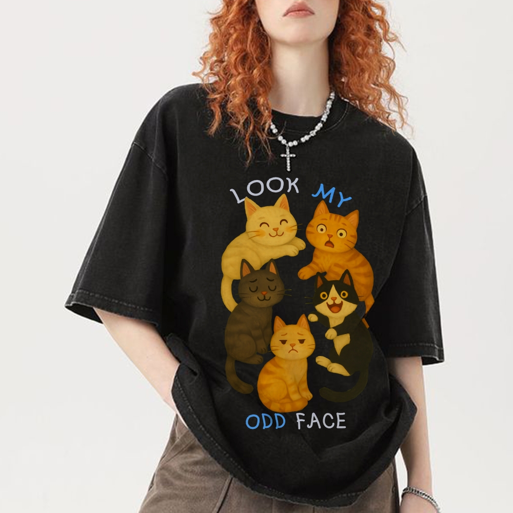 Look My Odd Face Milo's Cat Hand Painted Art from a Child's Hands T-shirt