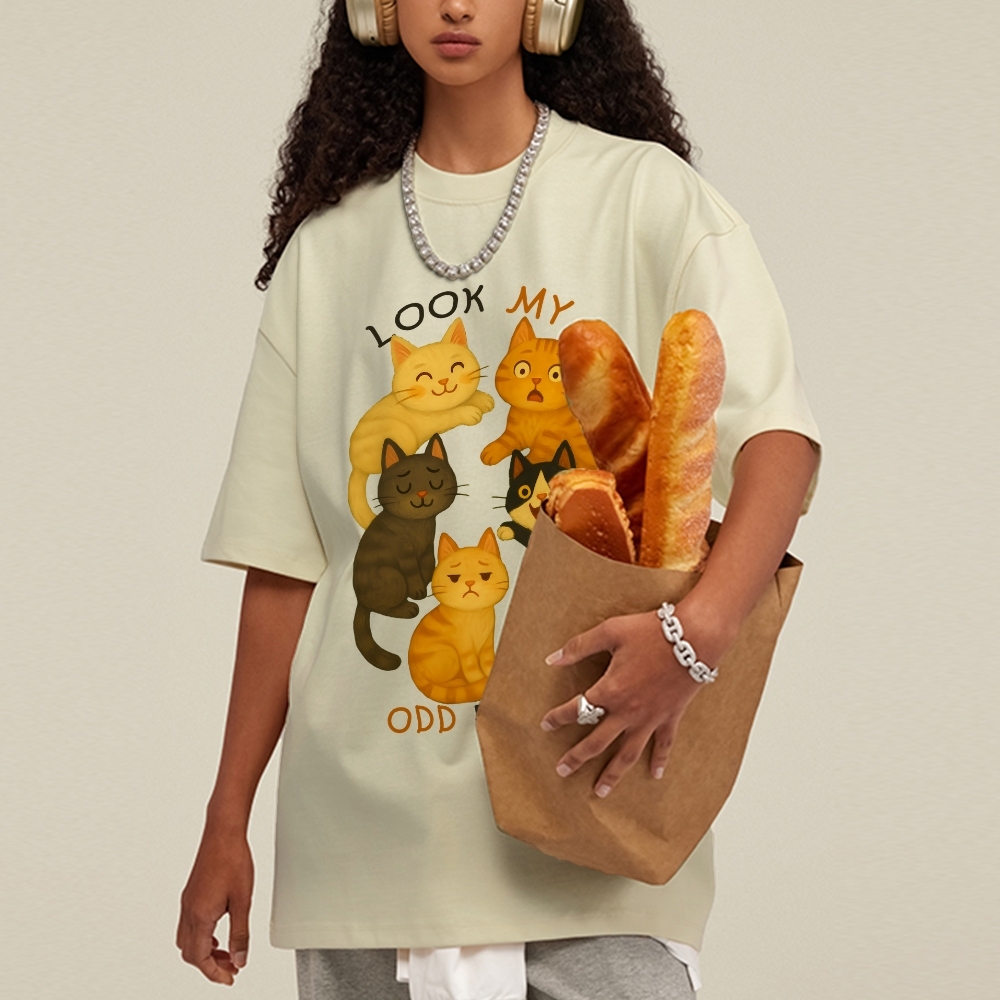 Look My Odd Face Milo's Cat Hand Painted Art from a Child's Hands T-shirt