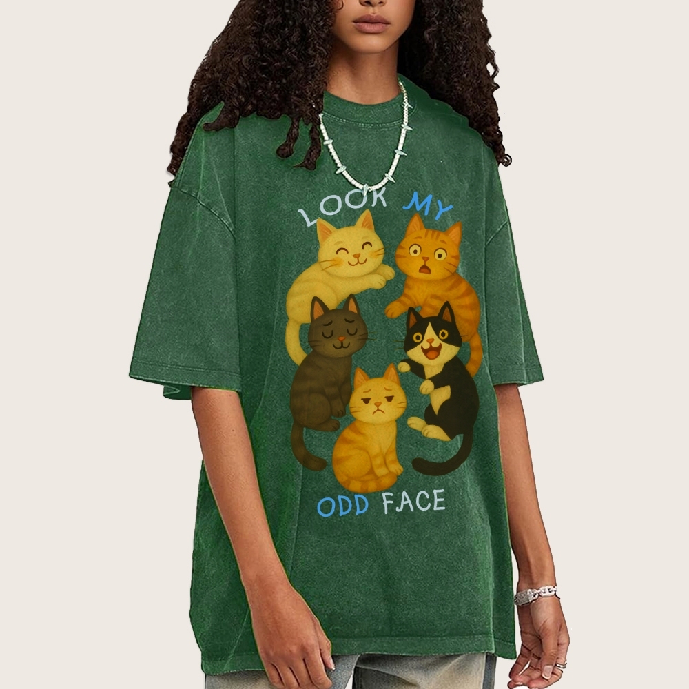Look My Odd Face Milo's Cat Hand Painted Art from a Child's Hands T-shirt