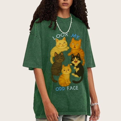 Look My Odd Face Milo's Cat Hand Painted Art from a Child's Hands T-shirt