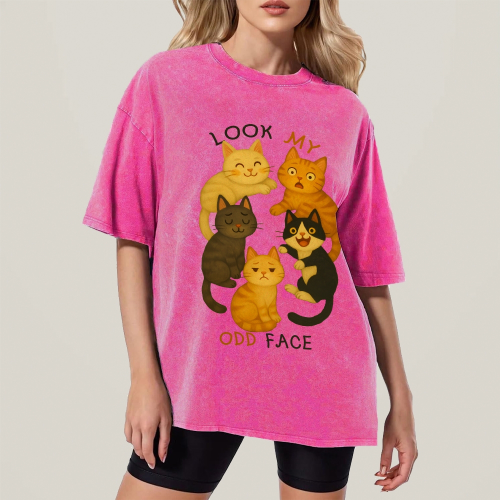 Look My Odd Face Milo's Cat Hand Painted Art from a Child's Hands T-shirt
