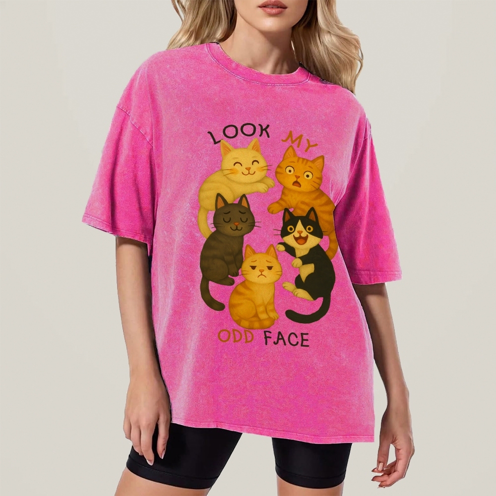 Look My Odd Face Milo's Cat Hand Painted Art from a Child's Hands T-shirt